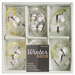 Декоративные пасхальные яйца - Dragonfly and Bee 6 см, 6 шт, подвеска Winter Deco фото 6