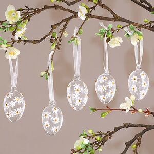 Декоративные пасхальные яйца - Summer Daisies 6 см, 5 шт, подвеска