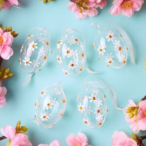 Декоративные пасхальные яйца - Summer Daisies 6 см, 5 шт, подвеска Winter Deco фото 2