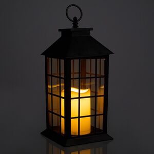 Декоративный фонарь со светодиодной свечой London Night 28*14 см черный, на батарейках, IP20 Winter Deco фото 2