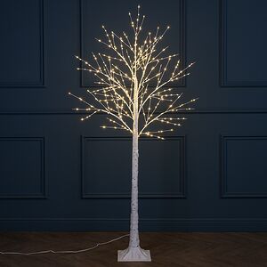 Светодиодное дерево Березка Balbeggi заснеженное 150 см, 400 теплых белых LED ламп, IP44 Winter Deco фото 1