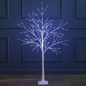 Светодиодное дерево Березка Balbeggi заснеженное 120 см, 300 холодных белых LED ламп, IP44 Winter Deco фото 1