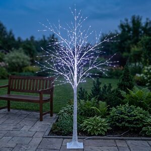 Светодиодное дерево Березка заснеженное 180 см, 600 холодных белых LED ламп, IP44