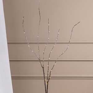 Светодиодная ветка Winkley 90 см коричневая, 40 теплых белых LED ламп, таймер, IP44 Winter Deco фото 2
