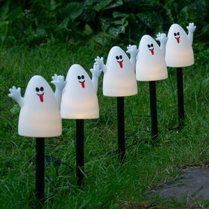 Набор садовых светильников на солнечной батарее Solar Ghost 37 см, 5 теплых белых LED ламп, 5 шт