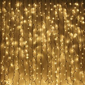 Светодиодная гирлянда занавес Profi Rubber 2*3 м, 600 теплых белых LED ламп, черный КАУЧУК+ПВХ, соединяемая, IP65