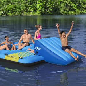 Надувной остров Summer 365*295 см с сетчатым дном и горкой