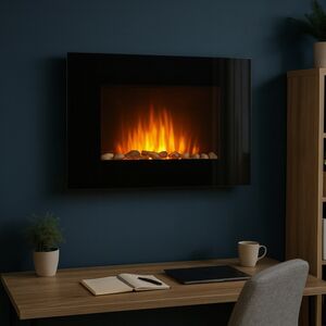 Настенный камин с обогревом Flemington 89*56 см, пульт управления, диммер, уцененный