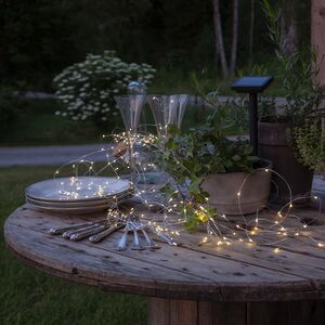 Гирлянда на солнечной батарее Роса Solar Sunshine 20 м, 200 теплых белых мини LED ламп, серебряная проволока, IP44 Star Trading фото 3
