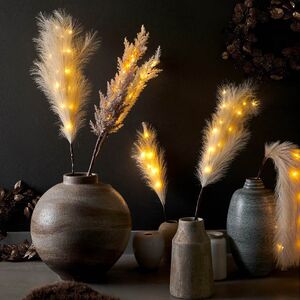 Светящаяся ветка для декора Pampas Cream 70 см, теплые белые LED, на батарейках Kaemingk фото 12