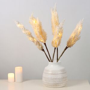 Светящаяся ветка для декора Pampas Cream 70 см, теплые белые LED, на батарейках Kaemingk фото 6