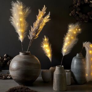 Светящаяся ветка для декора Pampas Caramel 70 см, теплые белые LED, на батарейках Kaemingk фото 11