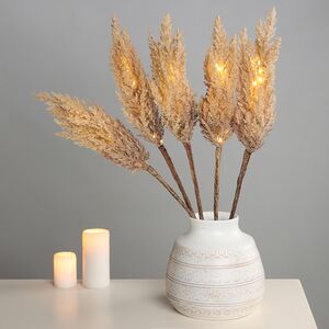 Светящаяся ветка для декора Pampas Caramel 70 см, теплые белые LED, на батарейках Kaemingk фото 5