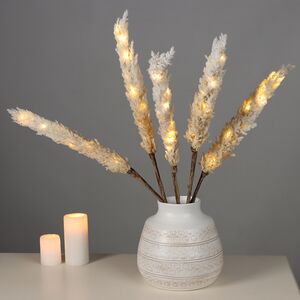 Светящаяся ветка для декора Cortaderia Creamy 70 см, теплые белые LED, на батарейках Kaemingk фото 5
