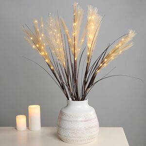Светящаяся ветка для декора Cream Rush 70 см, теплые белые LED лампы, на батарейках Kaemingk фото 5