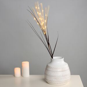 Светящаяся ветка для декора Cream Rush 70 см, теплые белые LED лампы, на батарейках Kaemingk фото 6