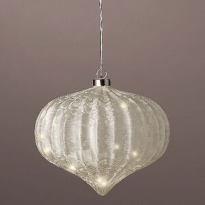 Подвесной светильник Луковка - Silver Perfecto 21*20 см, 15 микро LED ламп, таймер, на батарейках, стекло