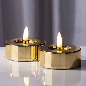 Чайная светодиодная свеча Лейден золотая 7*6 см, 2 шт, на батарейках