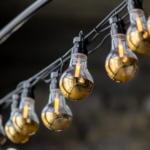 Ретро гирлянда Золото Эдисона, 20 ламп, экстра теплые белые LED, 9.5 м, черный ПВХ, соединяемая, IP44 Kaemingk фото 3