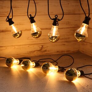 Ретро гирлянда Золото Эдисона, 20 ламп, экстра теплые белые LED, 9.5 м, черный ПВХ, соединяемая, IP44 Kaemingk фото 4