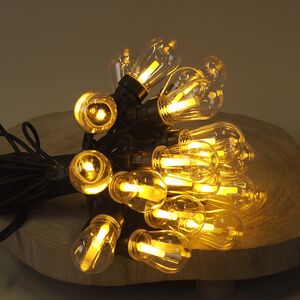Гирлянда из лампочек Ретро, 20 ламп, теплые белые LED, 9.5 м, черный ПВХ, соединяемая, IP44 Kaemingk фото 8