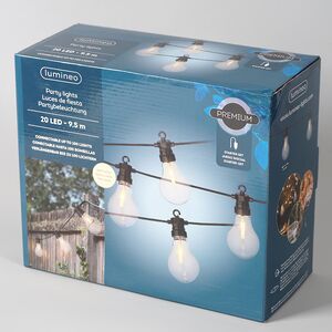 Ретро гирлянда Большие Лампочки, 20 ламп, теплые белые LED, 9.5 м, черный ПВХ, соединяемая, IP44 Kaemingk фото 13