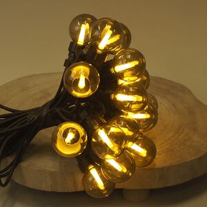 Гирлянда Лампочки Дымчатые, 20 ламп, теплые белые LED, 9.5 м, черный ПВХ, соединяемая, IP44 Kaemingk фото 6