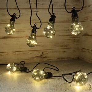 Гирлянда из лампочек Ретро Стиль, 20 дымчатых ламп, теплые белые LED, 9.5 м, черный ПВХ, соединяемая, IP44 Kaemingk фото 10