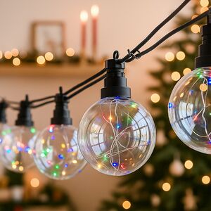 Гирлянда из лампочек Neptune, 10 ламп, разноцветные микро LED, с мерцанием, 4.5 м, черный ПВХ, соединяемая, IP44