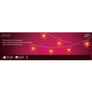 Светодиодная гирлянда Big Coral Stars 2.8 м, 8 теплых белых LED ламп, прозрачный ПВХ, IP44 Kaemingk фото 3