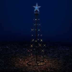 Светодиодная фигура Елка Lumineo Dancing Lights 120 см, 100 теплых белых/разноцветных LED ламп, пульт управления, IP44 Kaemingk фото 2