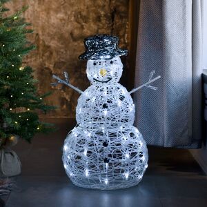 Светящаяся фигура Снеговик Mr Snowman 65 см, 80 холодных белых LED ламп с мерцанием, IP44 Kaemingk фото 1