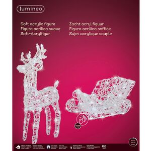 Светодиодный Олень Ливон и Волшебные Сани 45*70 см, 100 холодных белых LED ламп с мерцанием, IP44 Kaemingk фото 5