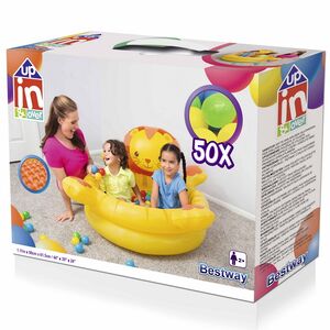 Игровой бассейн Львёнок с надувным дном и шариками 111*98*62 см Bestway фото 8