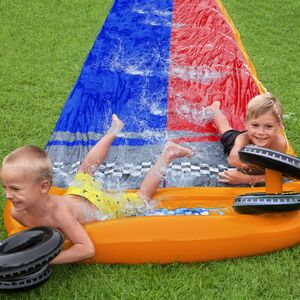 Водная дорожка для скольжения Double Splashy Slide 488 см с двумя надувными колечками Bestway фото 5