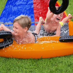 Водная дорожка для скольжения Double Splashy Slide 488 см с двумя надувными колечками Bestway фото 7