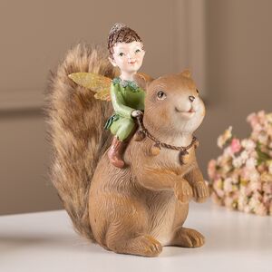 Декоративная фигурка Эльф Рамон верхом на бельчонке 19 см
