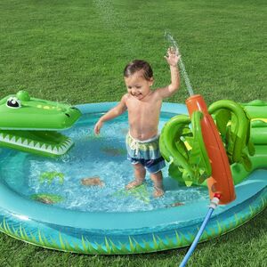 Игровой центр Crocodile Cove 224*181*72 см, с горкой и фонтаном, клапан Bestway фото 3