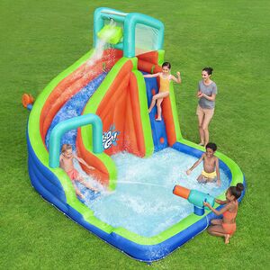 Водный игровой центр с горкой и стеной для скалолазания Turbo Splash 365*320*270 см синий