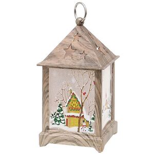 Новогодний фонарь Домик Санты - Wizard Lamp 13 см на батарейках