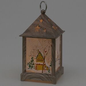Новогодний фонарь Домик Санты - Wizard Lamp 13 см на батарейках Sigro фото 3
