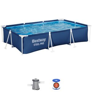 Прямоугольный каркасный бассейн 56411 Bestway Steel Pro 300*201*66 см, фильтр-насос Bestway фото 2
