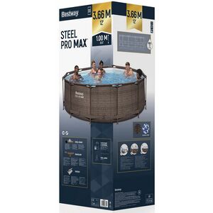 Каркасный бассейн 56709 Bestway Steel Pro Max 366*100 см, фильтр-насос, лестница Bestway фото 8