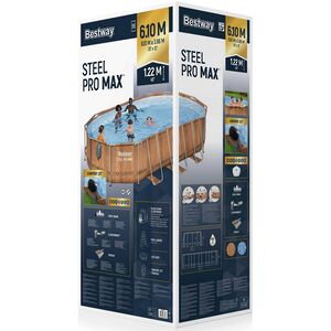Каркасный овальный бассейн c гидромассажем Bestway Steel Pro Max 610*366*122 см коричневый, фильтр-насос, подсветка, аксессуары Bestway фото 13