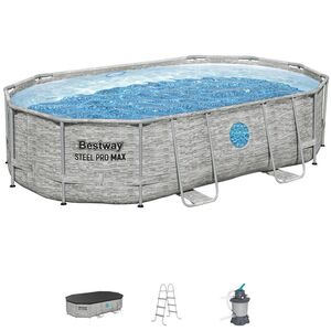 Каркасный овальный бассейн Bestway Steel Pro Max 488*305*107 см, песочный фильтр-насос, аксессуары Bestway фото 2