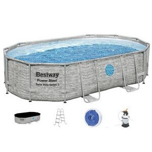 Каркасный овальный бассейн Bestway Power Steel 488*305*107 см, песочный фильтр-насос, аксессуары Bestway фото 5