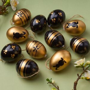 Пасхальные подвески Яйца - Golden Easter 6 см, 12 шт, натуральные Breitner фото 1