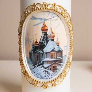 Свеча Зимняя Церковь 15 см Омский Свечной фото 2