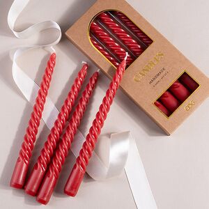 Набор свечей Lets Twist 20 см красные, витые, 4 шт