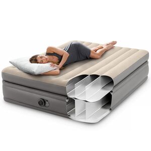 Надувная кровать с насосом Prime Comfort Queen, 152*203*51 см, бежевая INTEX фото 4